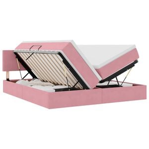 vidaXL Lit de Rangement avec matelas avec t&ecirc;te de lit Rose 90 x 200 cm