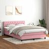 vidaXL Sommier &agrave; lattes de lit avec matelas rose 160x220 cm velours