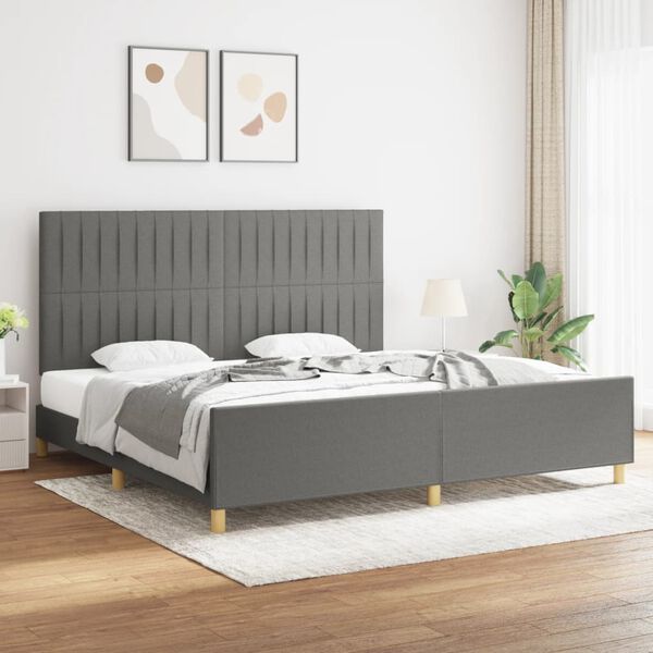 vidaXL Cadre de lit sans matelas gris fonc&eacute; 200x200 cm tissu