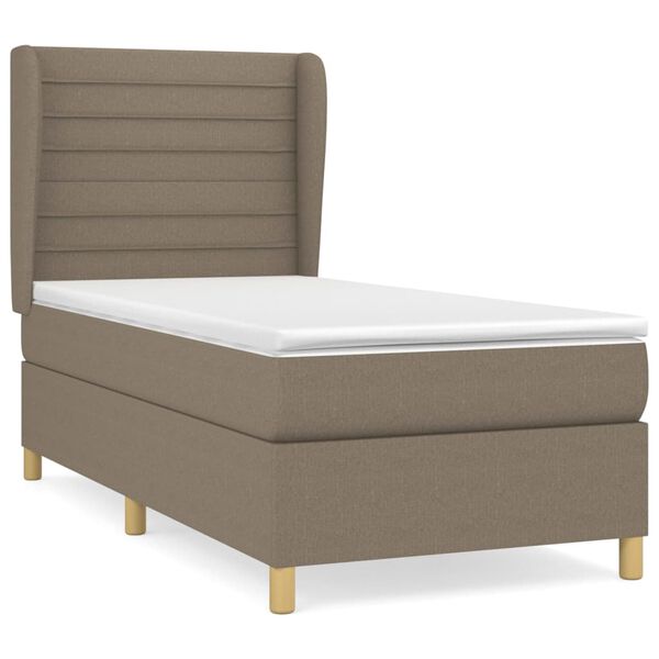 vidaXL Sommier &agrave; lattes de lit avec matelas Taupe 90x190 cm Tissu