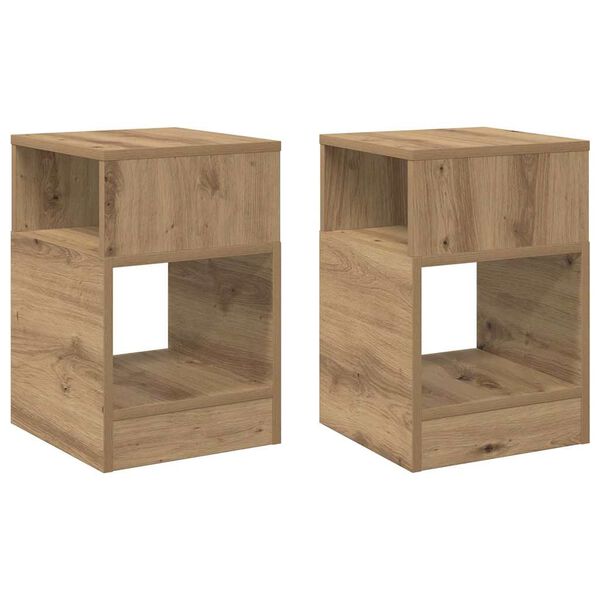 vidaXL Table d'appoint 2 pcs Ch&ecirc;ne artisanal 30,5 x 30 x 45 cm