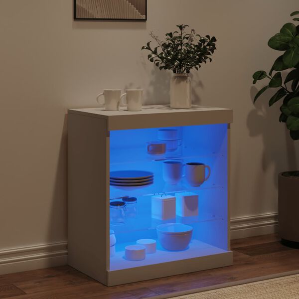 vidaXL Buffet avec lumières LED blanc 60,5x37x67 cm