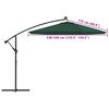 vidaXL Tissu de remplacement pour parasol déporté Vert 350 cm