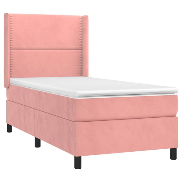 vidaXL Sommier &agrave; lattes de lit avec matelas Rose 100x200 cm Velours
