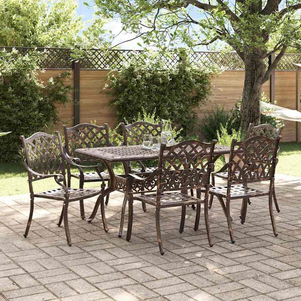 vidaXL Ensemble de salle &agrave; manger pour jardin 7 pcs Bronze Aluminium