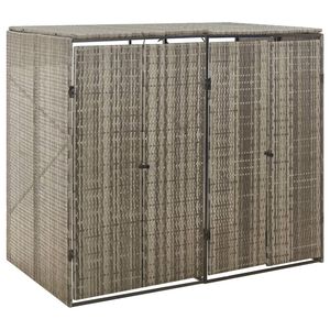 vidaXL Abri pour poubelle double Gris 140x80x117 cm R&eacute;sine tress&eacute;e