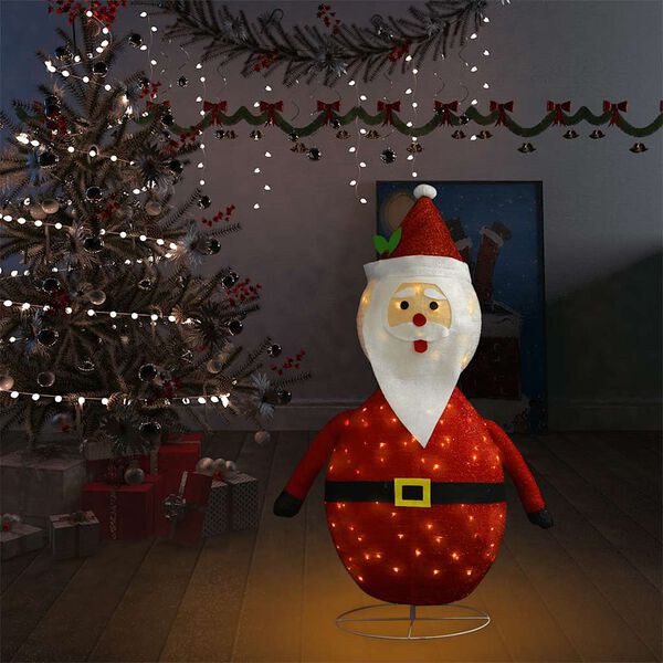 vidaXL Décoration de Noël Figurine Père Noël LED Tissu de luxe 120 cm