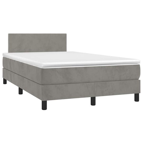 vidaXL Sommier &agrave; lattes de lit avec matelas LED gris clair 120x190 cm