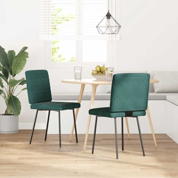 vidaXL Chaises &agrave; manger lot de 2 Vert fonc&eacute; Velours