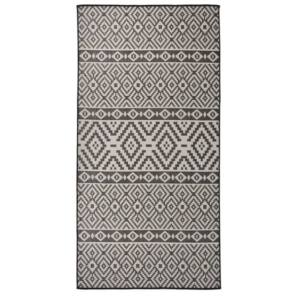 vidaXL Tapis &agrave; tissage plat d'ext&eacute;rieur 100x200 cm Rayures noires