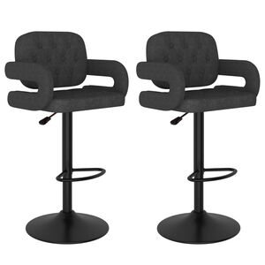 vidaXL Tabourets de bar lot de 2 gris fonc&eacute; tissu