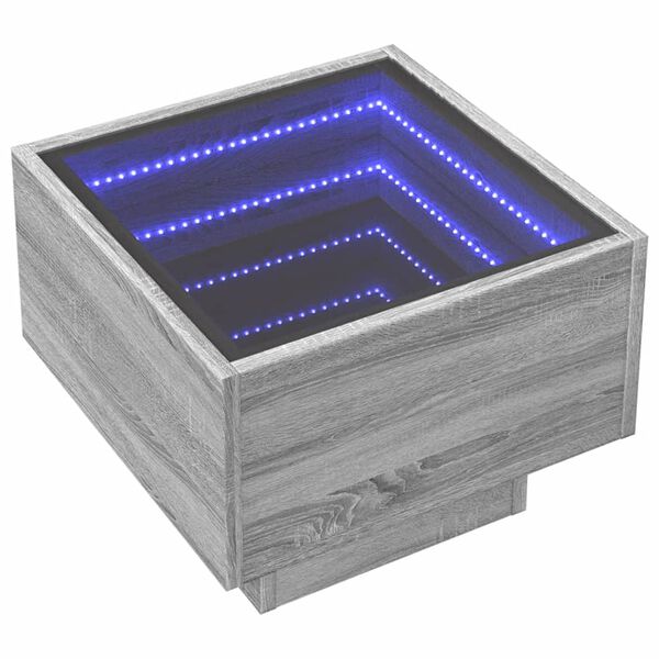 vidaXL Table de chevet avec LED infini sonoma gris 40x40x30 cm