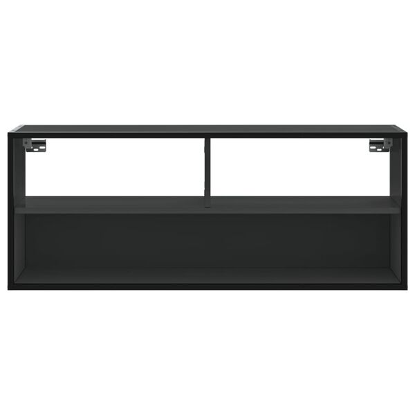 vidaXL Meuble TV noir 100x31x39,5 cm bois d'ing&eacute;nierie et m&eacute;tal