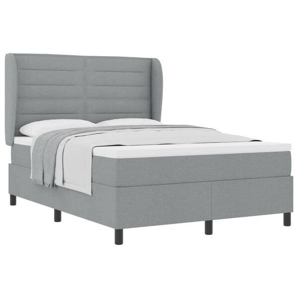 vidaXL Lit &agrave; ressorts avec matelas Gris clair 140 x 200 cm tissu