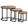 vidaXL Tables d'appoint 3 pcs Bois de r&eacute;cup&eacute;ration massif