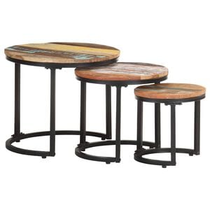 vidaXL Tables d'appoint 3 pcs Bois de r&eacute;cup&eacute;ration massif