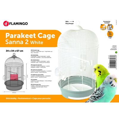FLAMINGO Cage à perruches Sanna 2 34x34x67 cm Blanc