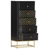 vidaXL Armoire à tiroirs Noir et doré 45x30x105 cm Bois de manguier