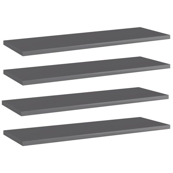 vidaXL Panneaux biblioth&egrave;que 4 pcs Gris brillant 60x20x1,5cm Agglom&eacute;r&eacute;