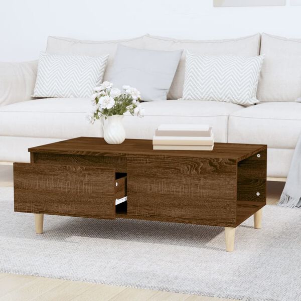 vidaXL Table basse Chêne marron 90x50x36,5 cm Bois d'ingénierie