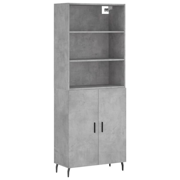 vidaXL Buffet haut Gris b&eacute;ton 69,5x34x180 cm Bois d'ing&eacute;nierie