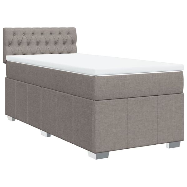 vidaXL Sommier &agrave; lattes de lit avec matelas Taupe 90x190 cm Tissu