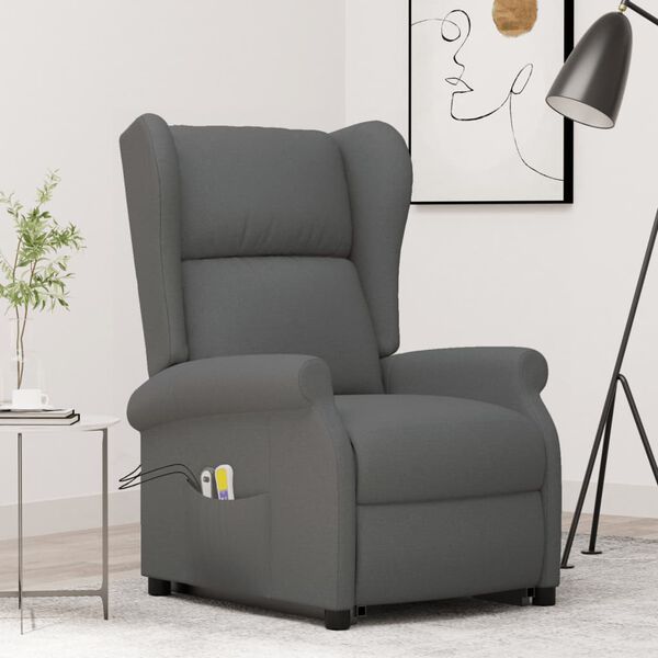vidaXL Fauteuil de massage inclinable Gris fonc&eacute; Tissu