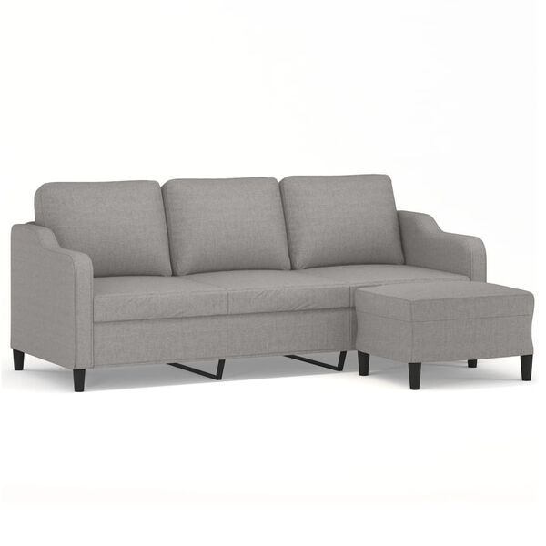 vidaXL Canap&eacute; &agrave; 3 places avec repose-pieds Gris clair 180 cm Tissu