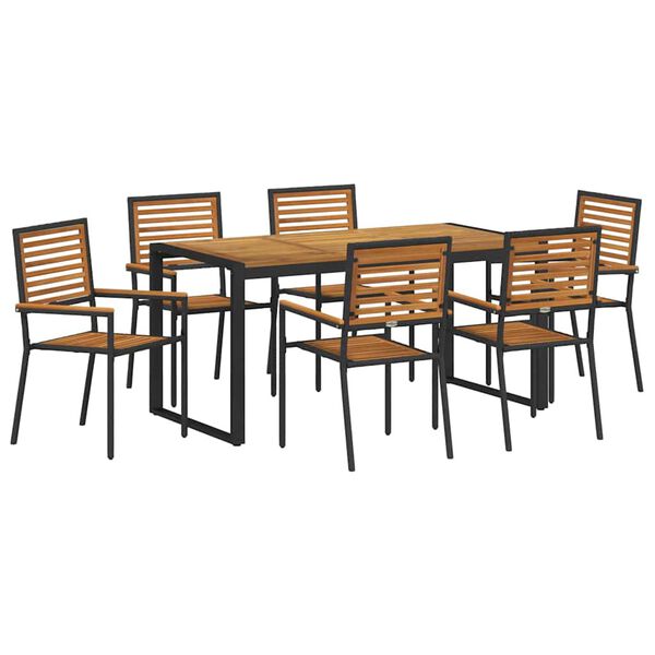 vidaXL Ensemble de salle &agrave; manger pour jardin 7 pcs Noir et Marron