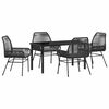 vidaXL Ensemble de salle &agrave; manger pour jardin 5 pc Noir polyrotin