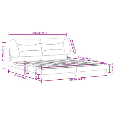 vidaXL Cadre de lit avec tête de lit Taupe 200x200 cm Tissu
