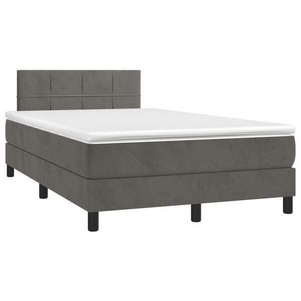 vidaXL Sommier &agrave; lattes de lit et matelas gris fonc&eacute; 120x190cm velours