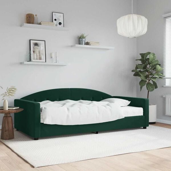 vidaXL Lit de jour avec matelas vert fonc&eacute; 100x200 cm velours