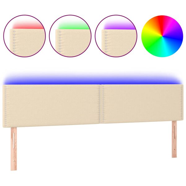 vidaXL T&ecirc;te de lit &agrave; LED Cr&egrave;me 180x5x78/88 cm Tissu