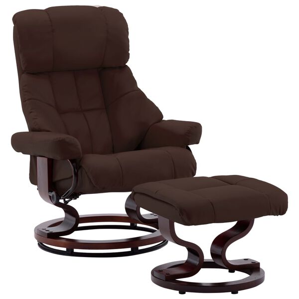 vidaXL Fauteuil inclinable avec repose-pied similicuir et bois courb&eacute;