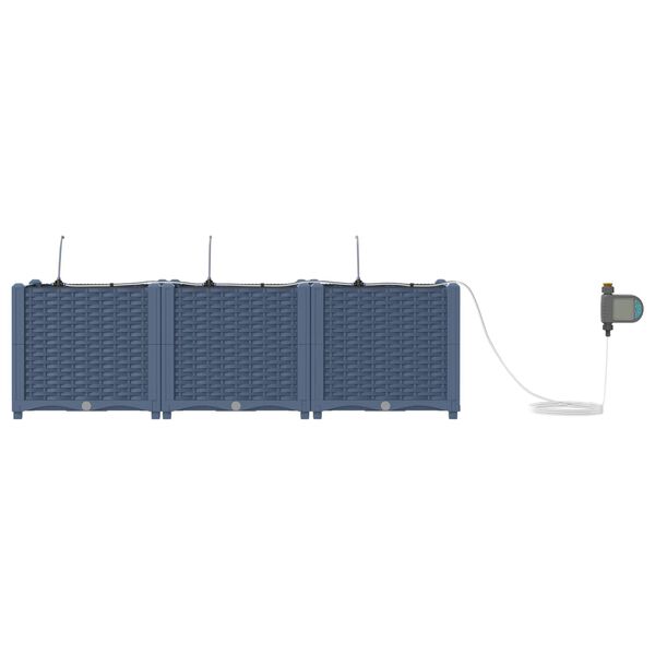 vidaXL Cache-pot de jardin 3 pcs Gris 120 x 40 x 37,5 cm Plastique