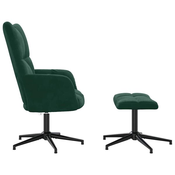 vidaXL Chaise de relaxation avec tabouret Vert fonc&eacute; Velours