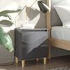 vidaXL Tables de chevet pieds en bois 2 pcs Gris brillant 40x30x50 cm