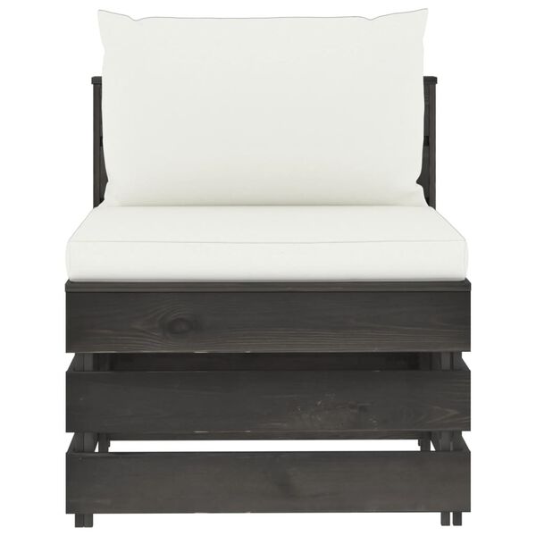 vidaXL Canapé central sectionnel avec coussins Bois imprégné de gris