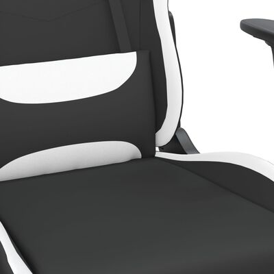 vidaXL Chaise de jeu de massage avec repose-pied Noir et blanc Tissu