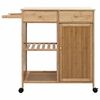 vidaXL Chariot de Cuisine avec Roues Naturel 90,5 x 36 x 86,5 cm