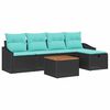 vidaXL Ensemble de canap&eacute; de jardin 6 pc Noir polyrotin
