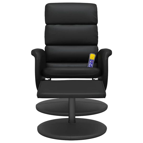 vidaXL Fauteuil inclinable de massage avec repose-pied noir similicuir