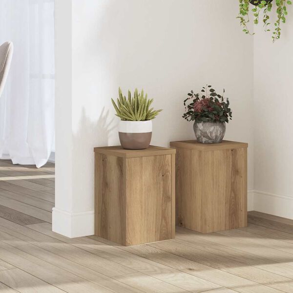 vidaXL Supports pour plantes 2 pcs ch&ecirc;ne artisanal bois d'ing&eacute;nierie