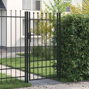 vidaXL Portail de cl&ocirc;ture BOXTEL &agrave; une porte avec pointes sup&eacute;rieures, acier 1 x 1,75 m, noir