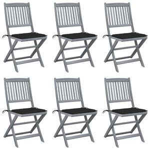 vidaXL Chaises pliantes 6 pi&egrave;ces avec coussins en bois d'acacia massif