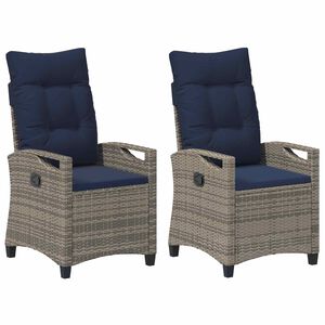 vidaXL Chaise de jardin 2 pc gris et bleu marine Acier et Polyester