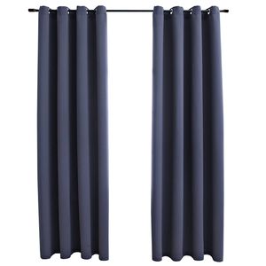 vidaXL Rideaux occultants avec anneaux M&eacute;tal 2pcs Anthracite 140x245cm