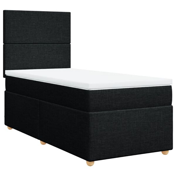 vidaXL Sommier à lattes de lit avec matelas Noir 90x190 cm Tissu