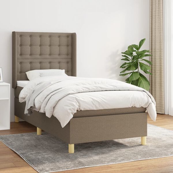 vidaXL Sommier &agrave; lattes de lit avec matelas Taupe 80x200 cm Tissu